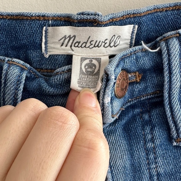 Madewell Stovepipe Solid Blue Denim Jeans, Size 27P - Picture 9 of 16